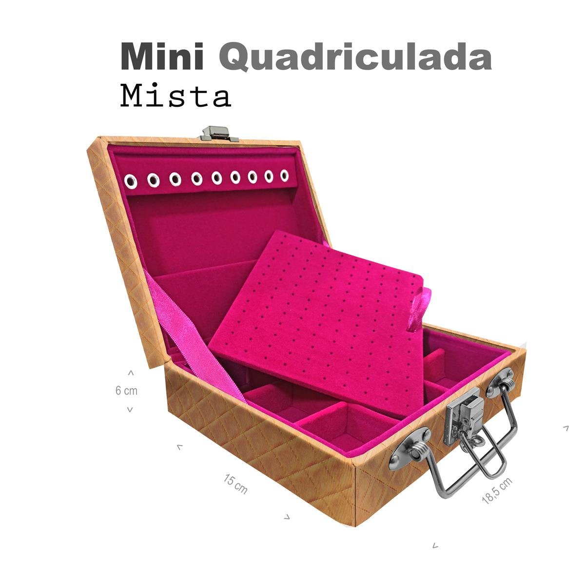 Maleta Mini Quadriculada Dijon Dourado - Sob Encomenda