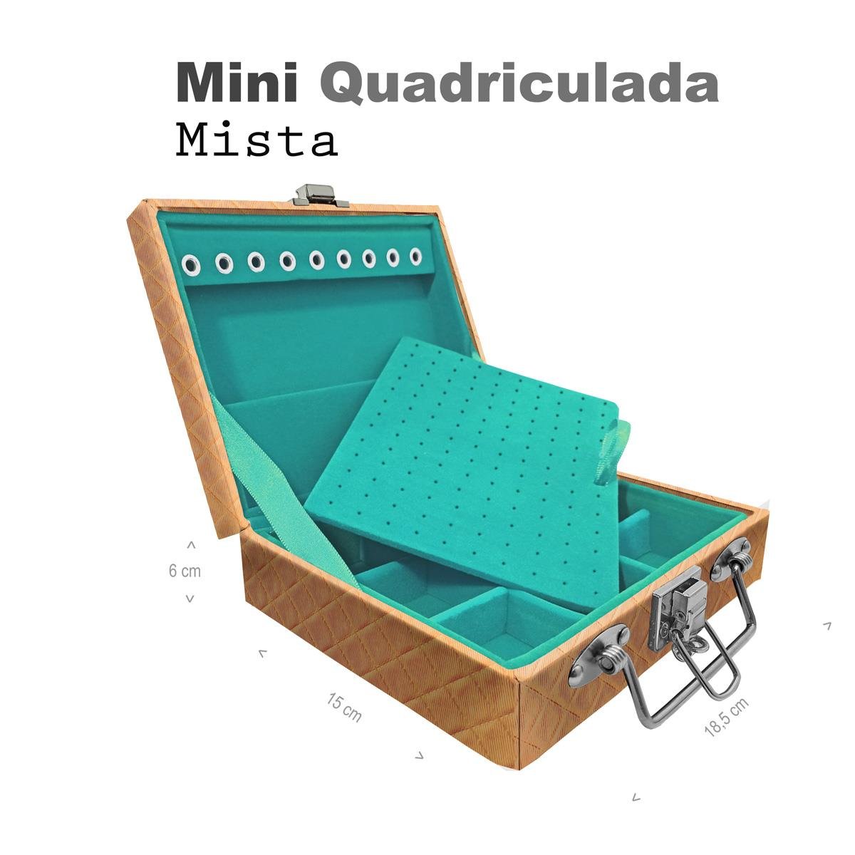 Maleta Mini Quadriculada Dijon Dourado - Sob Encomenda
