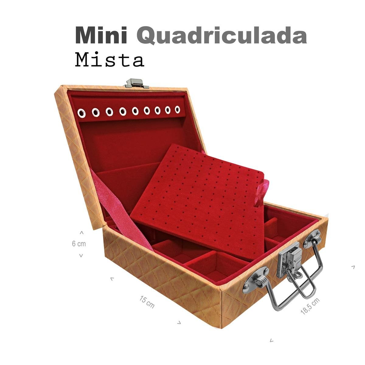 Maleta Mini Quadriculada Dijon Dourado - Sob Encomenda