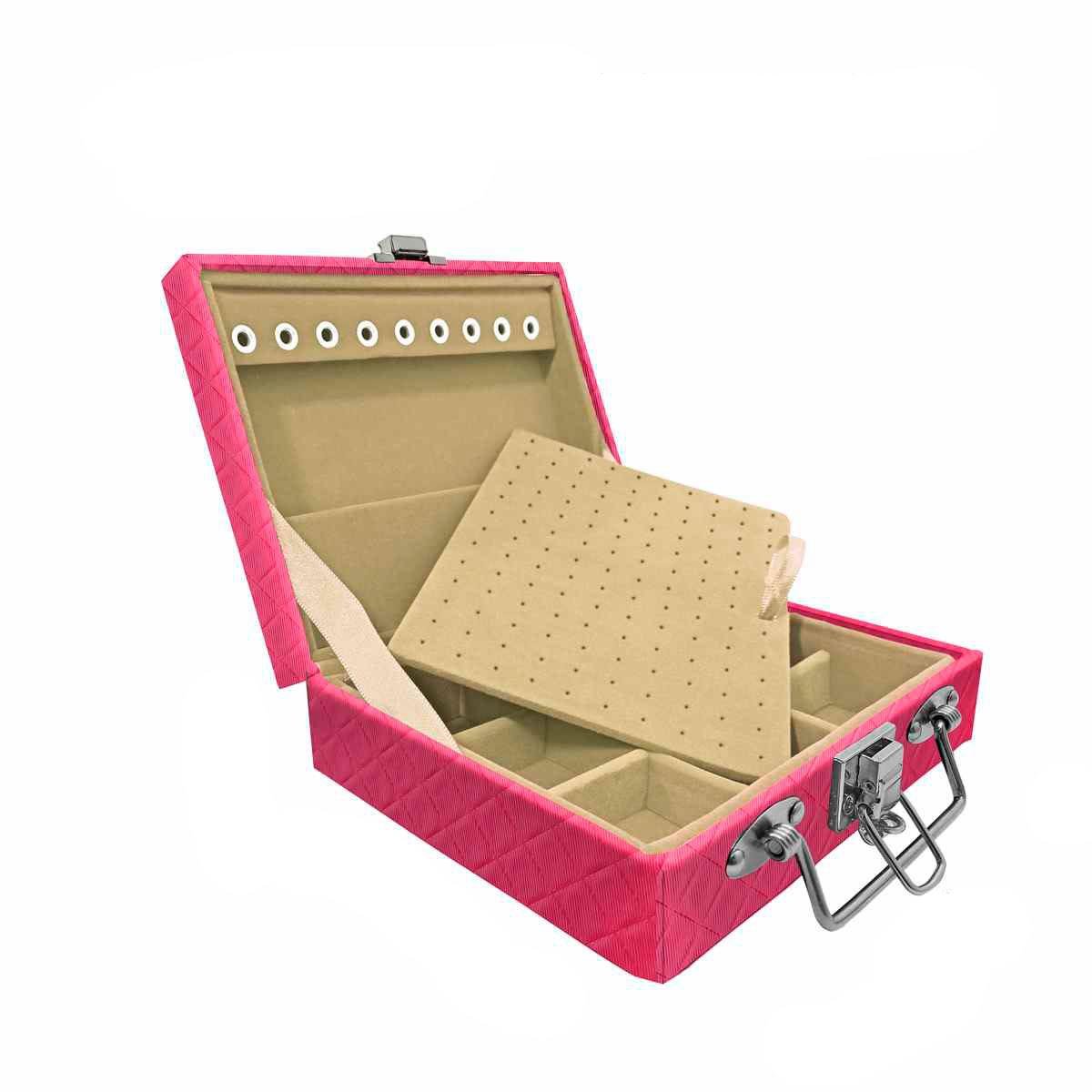 Estojo Maleta Porta Jóias Mini Quadriculada Dijon Pink