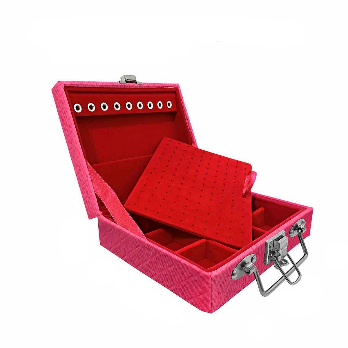 Estojo Maleta Porta Jóias Mini Quadriculada Dijon Pink