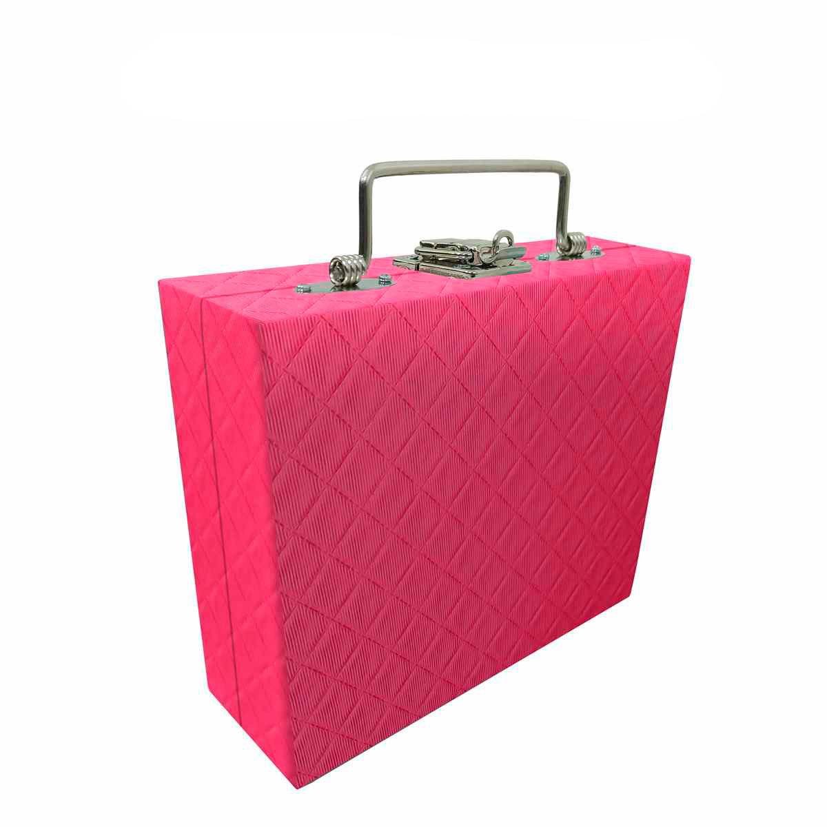 Estojo Maleta Porta Jóias Mini Quadriculada Dijon Pink