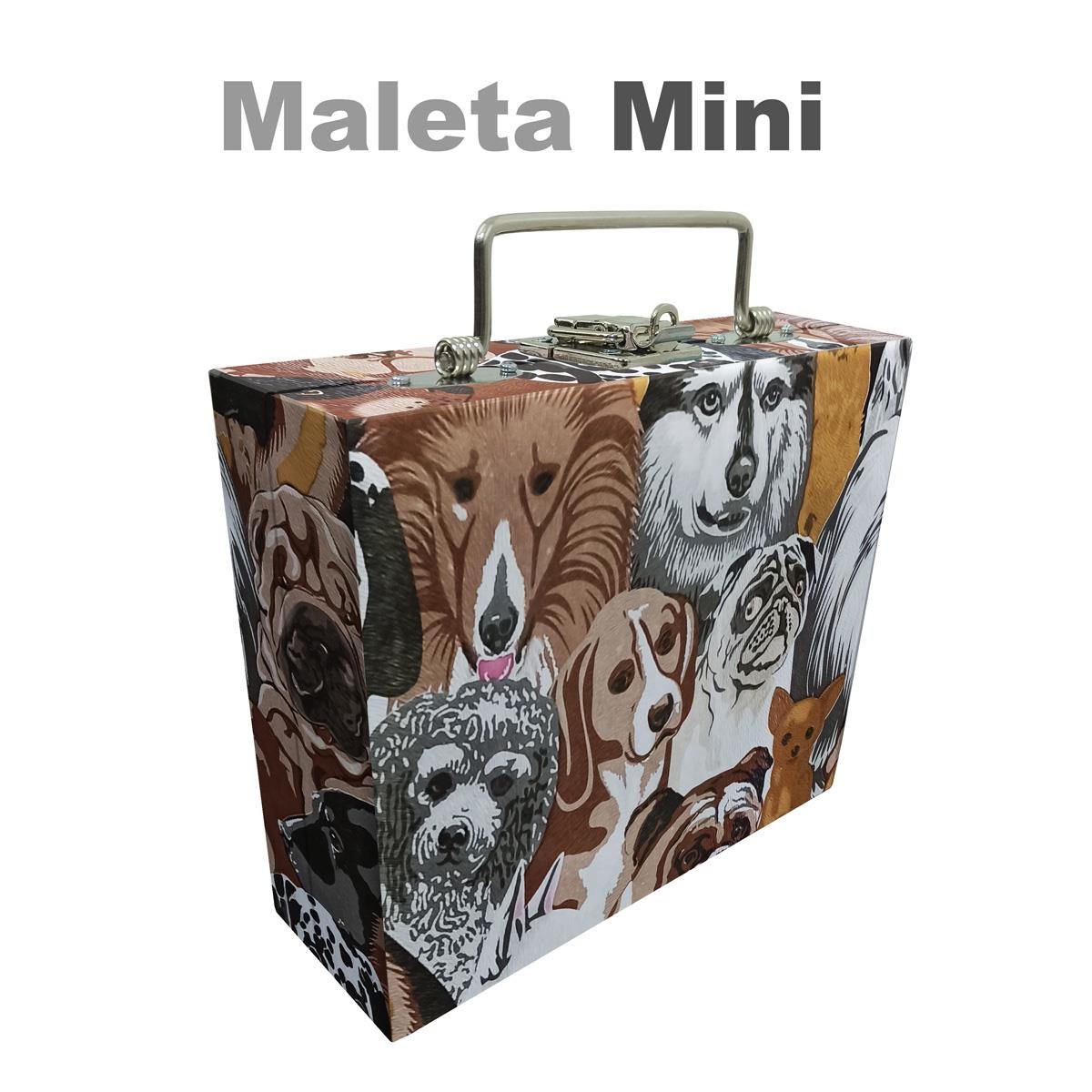 Maleta Mini Quadriculada Dogs Pet Com Espelho - Sob Encomenda
