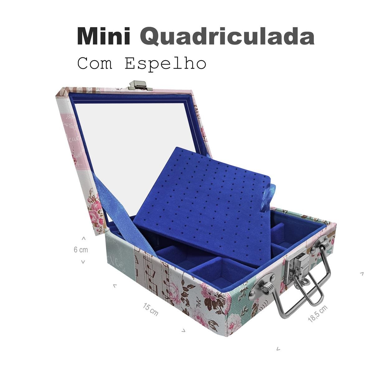 Maleta Mini Quadriculada Happy Day Com Espelho - Sob Encomenda