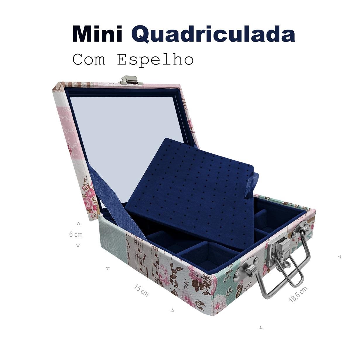 Maleta Mini Quadriculada Happy Day Com Espelho - Sob Encomenda