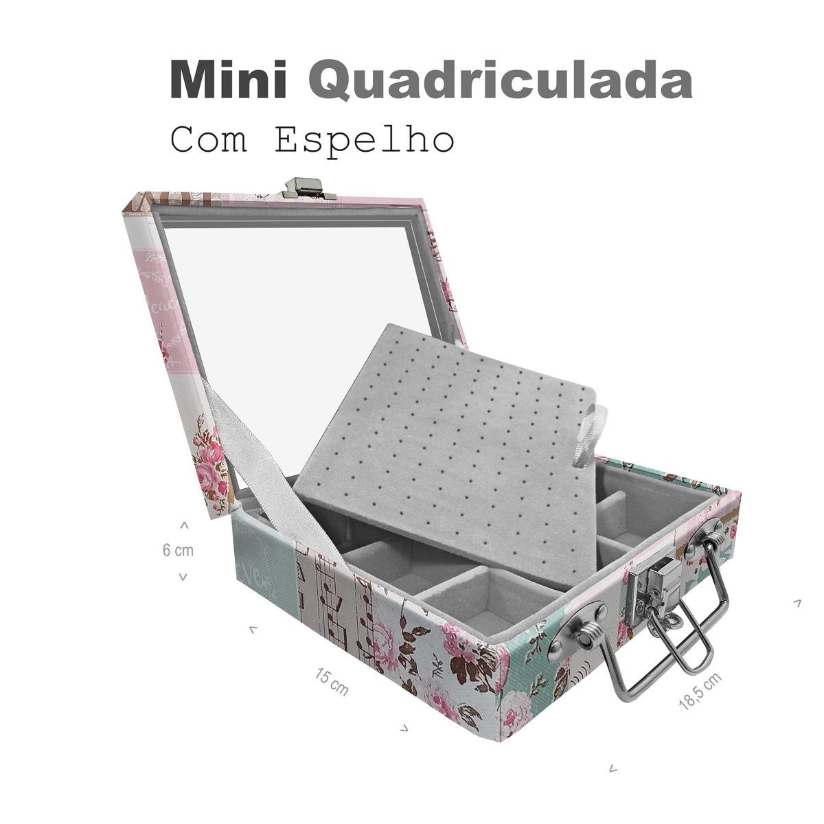 Maleta Mini Quadriculada Happy Day Com Espelho - Sob Encomenda