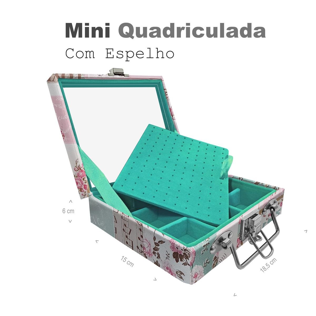 Maleta Mini Quadriculada Happy Day Com Espelho - Sob Encomenda