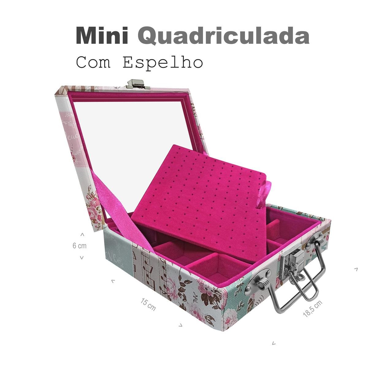 Maleta Mini Quadriculada Happy Day Com Espelho - Sob Encomenda