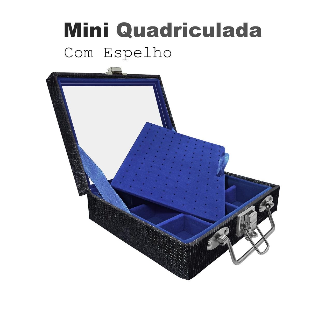 Maleta Mini Quadriculada Jacaré Com Espelho - Sob Encomenda