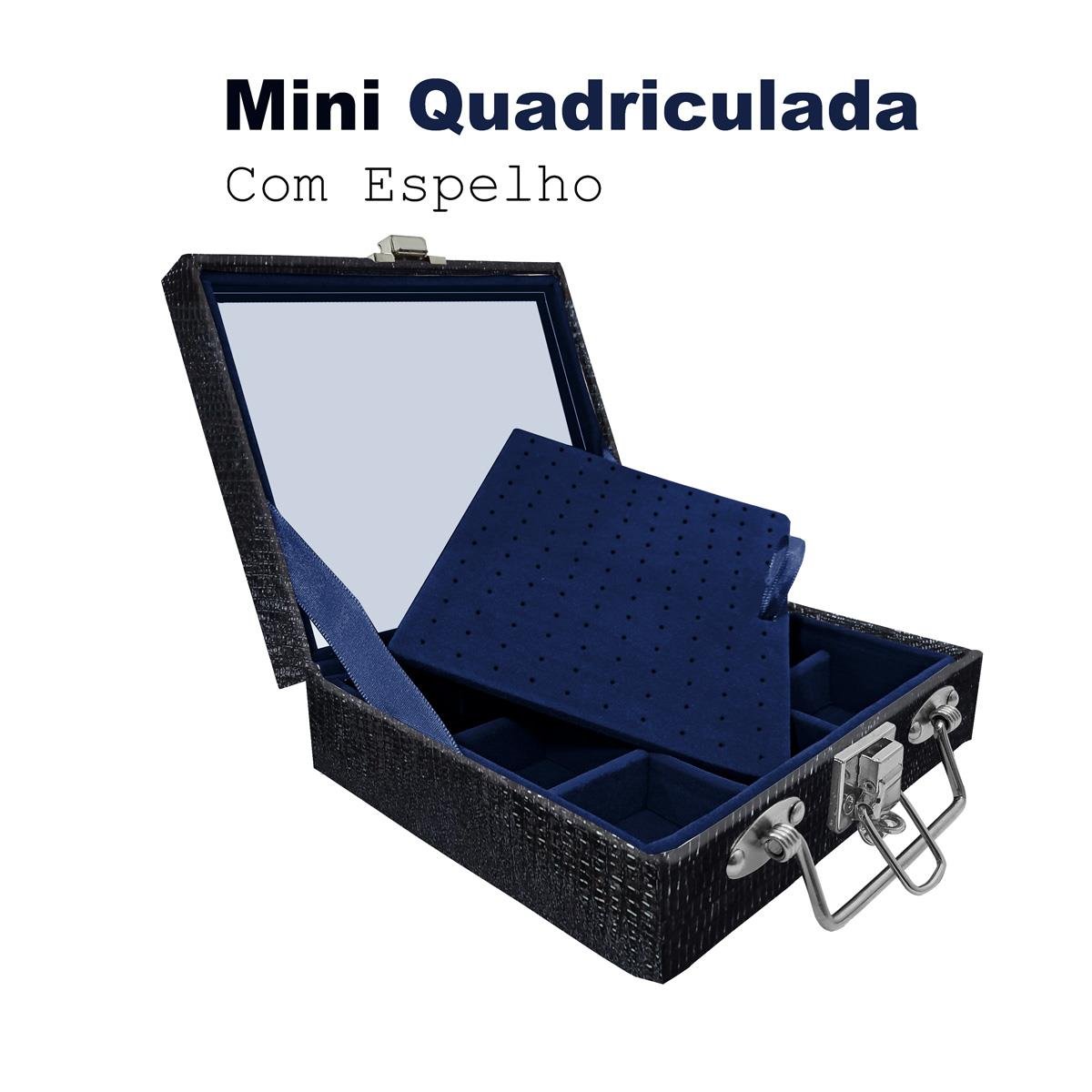 Maleta Mini Quadriculada Jacaré Com Espelho - Sob Encomenda
