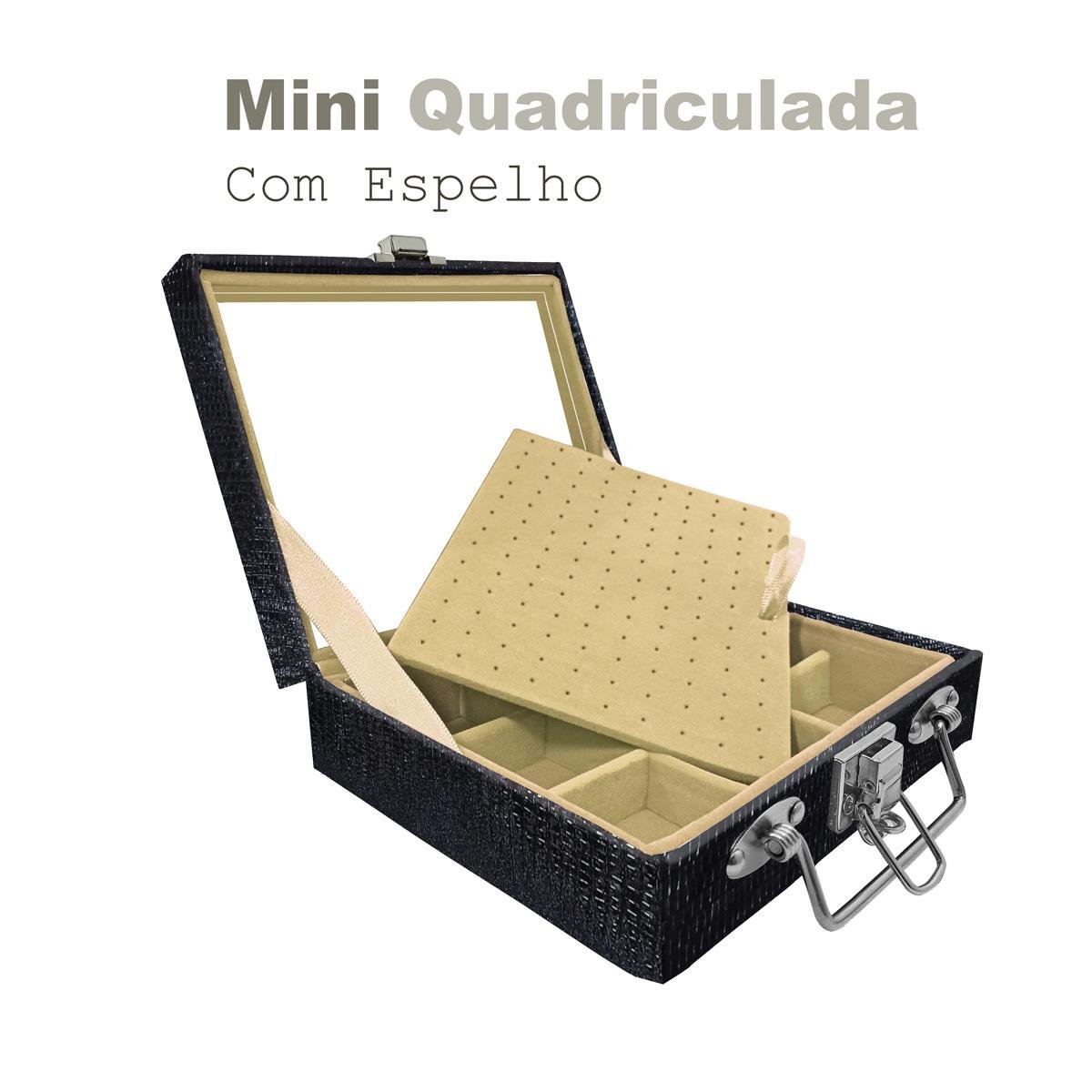 Maleta Mini Quadriculada Jacaré Com Espelho - Sob Encomenda