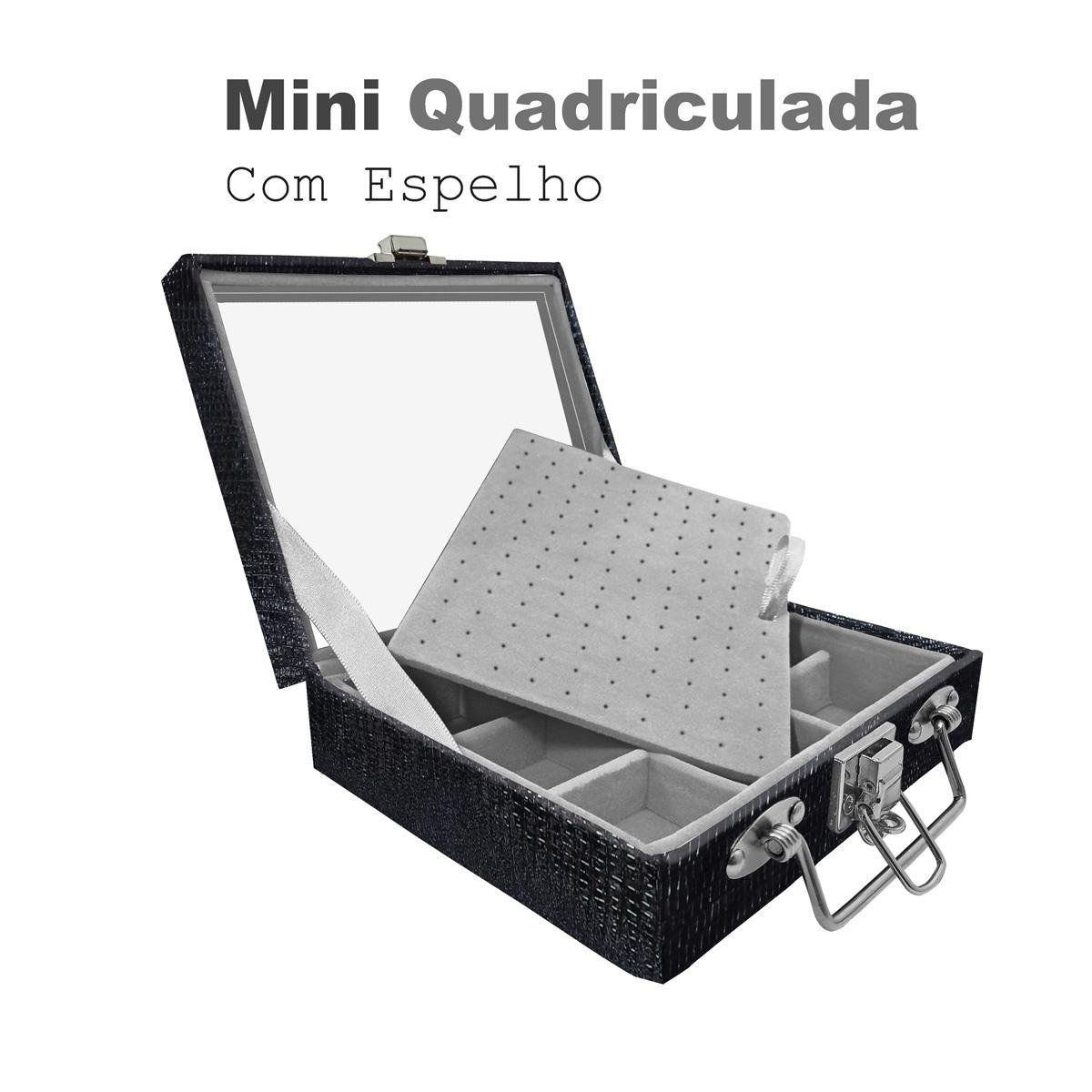 Maleta Mini Quadriculada Jacaré Com Espelho - Sob Encomenda