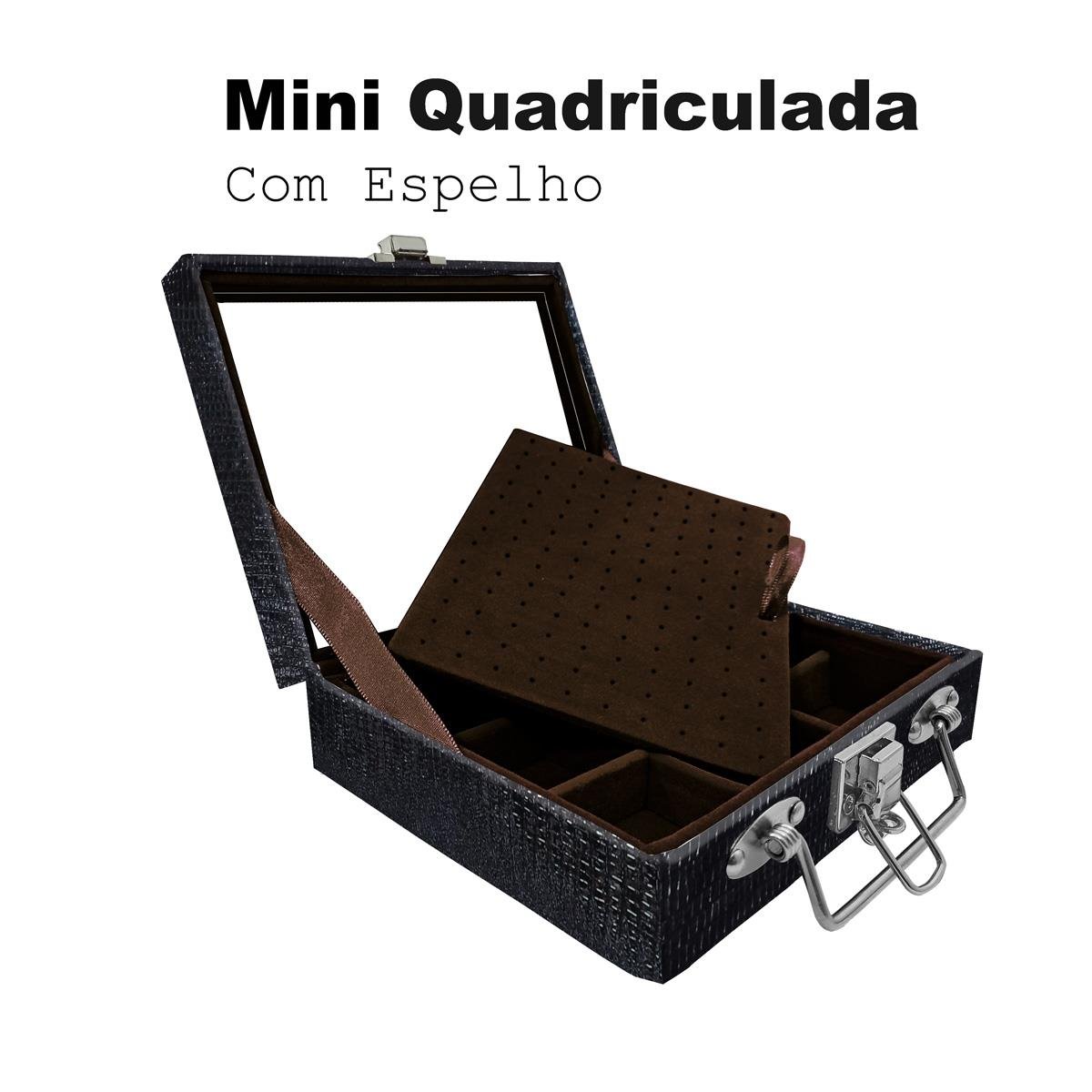 Maleta Mini Quadriculada Jacaré Com Espelho - Sob Encomenda