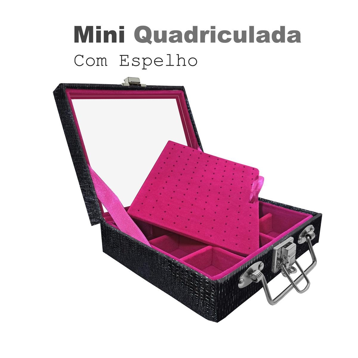 Maleta Mini Quadriculada Jacaré Com Espelho - Sob Encomenda