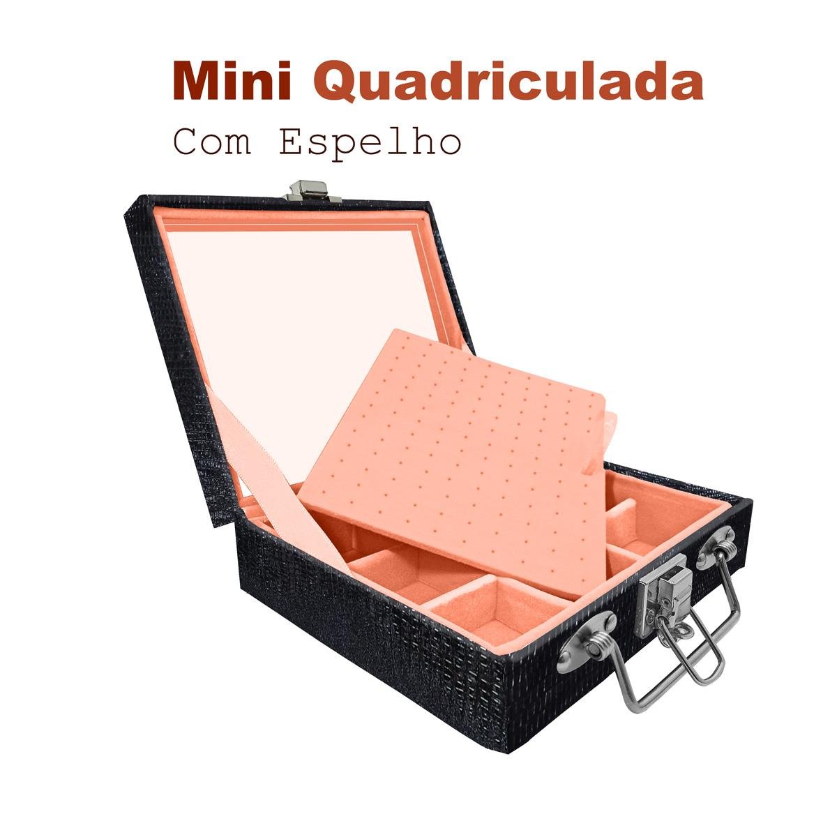 Maleta Mini Quadriculada Jacaré Com Espelho - Sob Encomenda