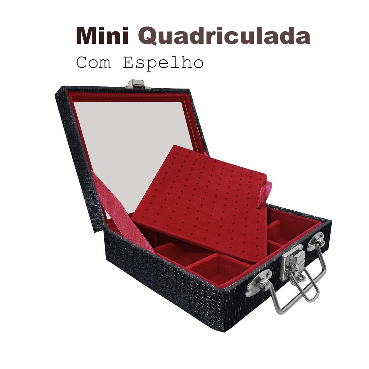 Maleta Mini Quadriculada Jacaré Com Espelho - Sob Encomenda