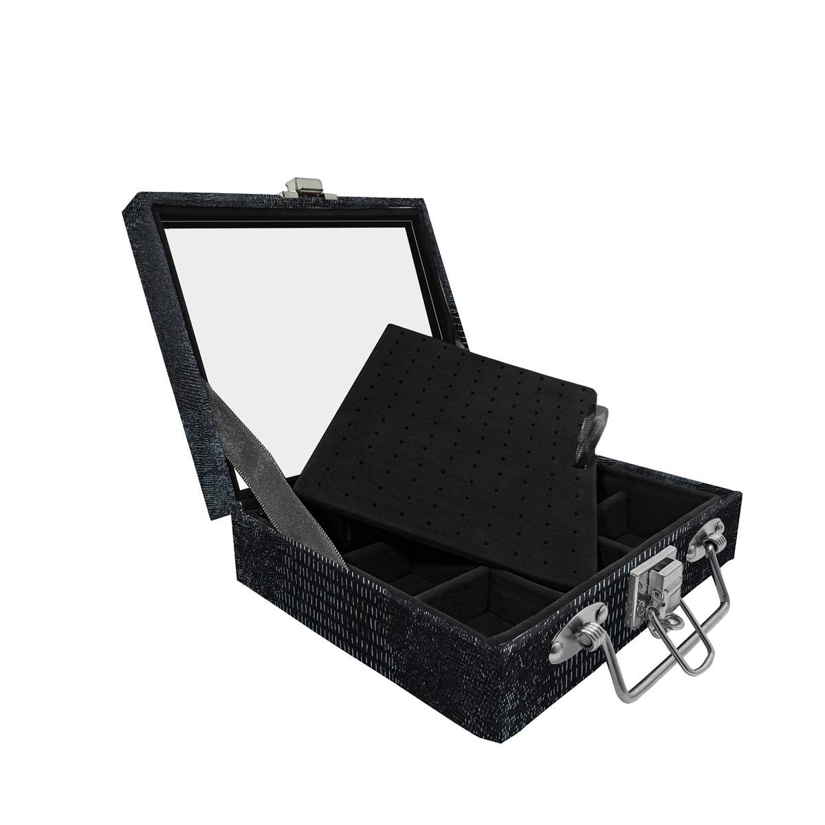 Maleta Mini Quadriculada Jacaré Com Espelho - Sob Encomenda