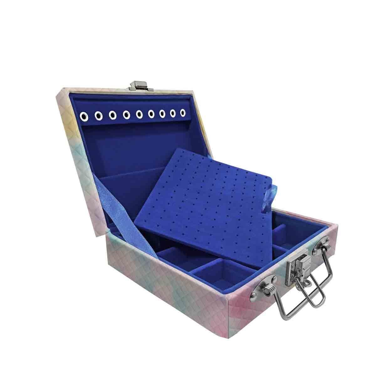 Estojo Maleta Porta Jóias Mini Quadriculada Tie Dye
