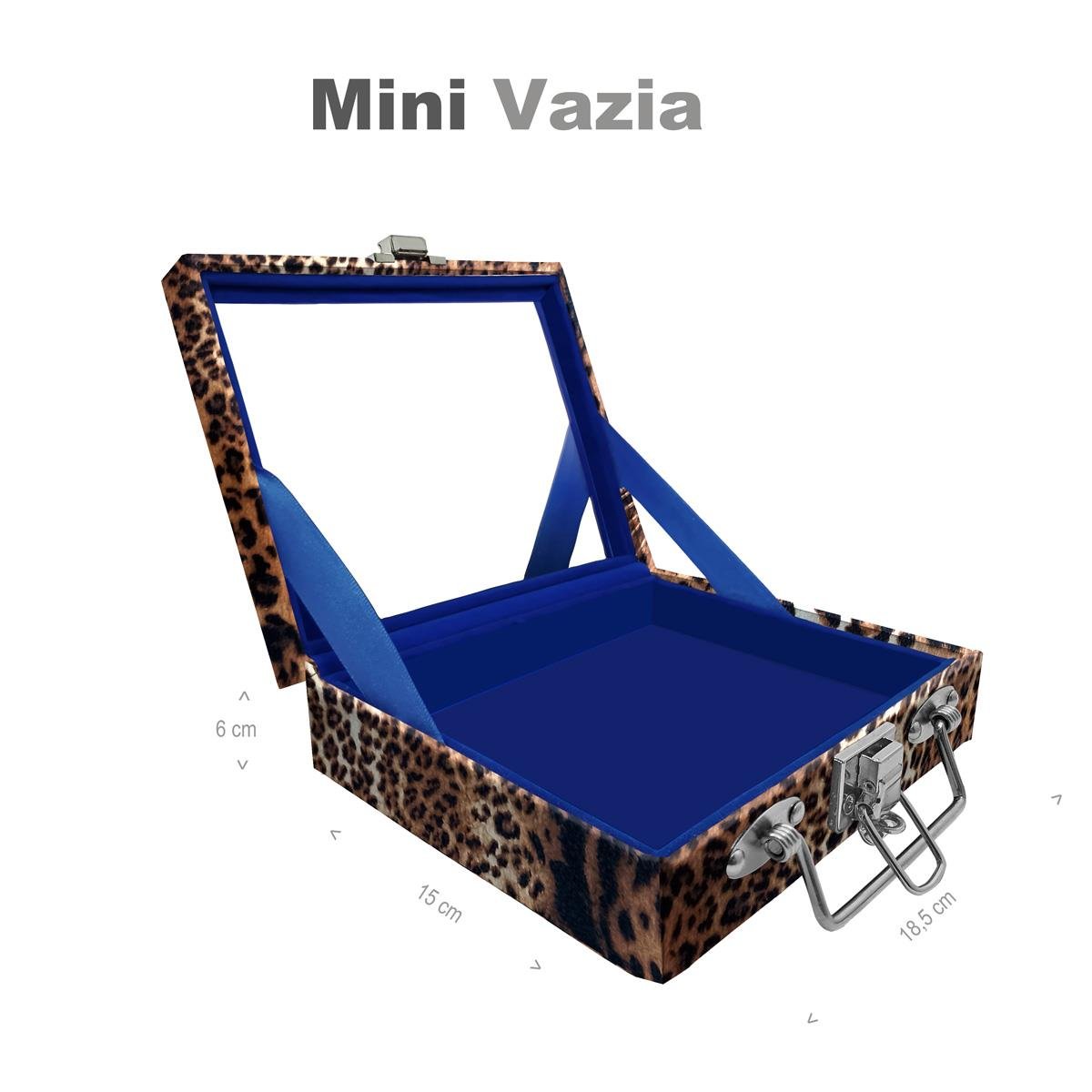 Maleta Mini Vazia Cara Da Onça Com Espelho - Sob Encomenda