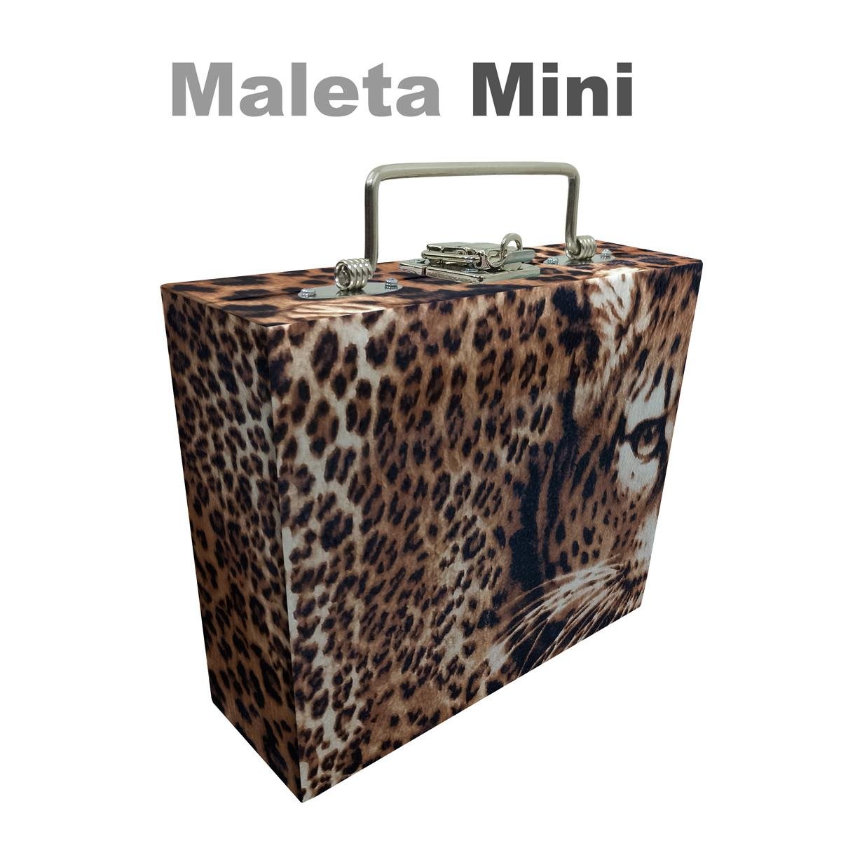 Maleta Mini Vazia Cara Da Onça Com Espelho - Sob Encomenda