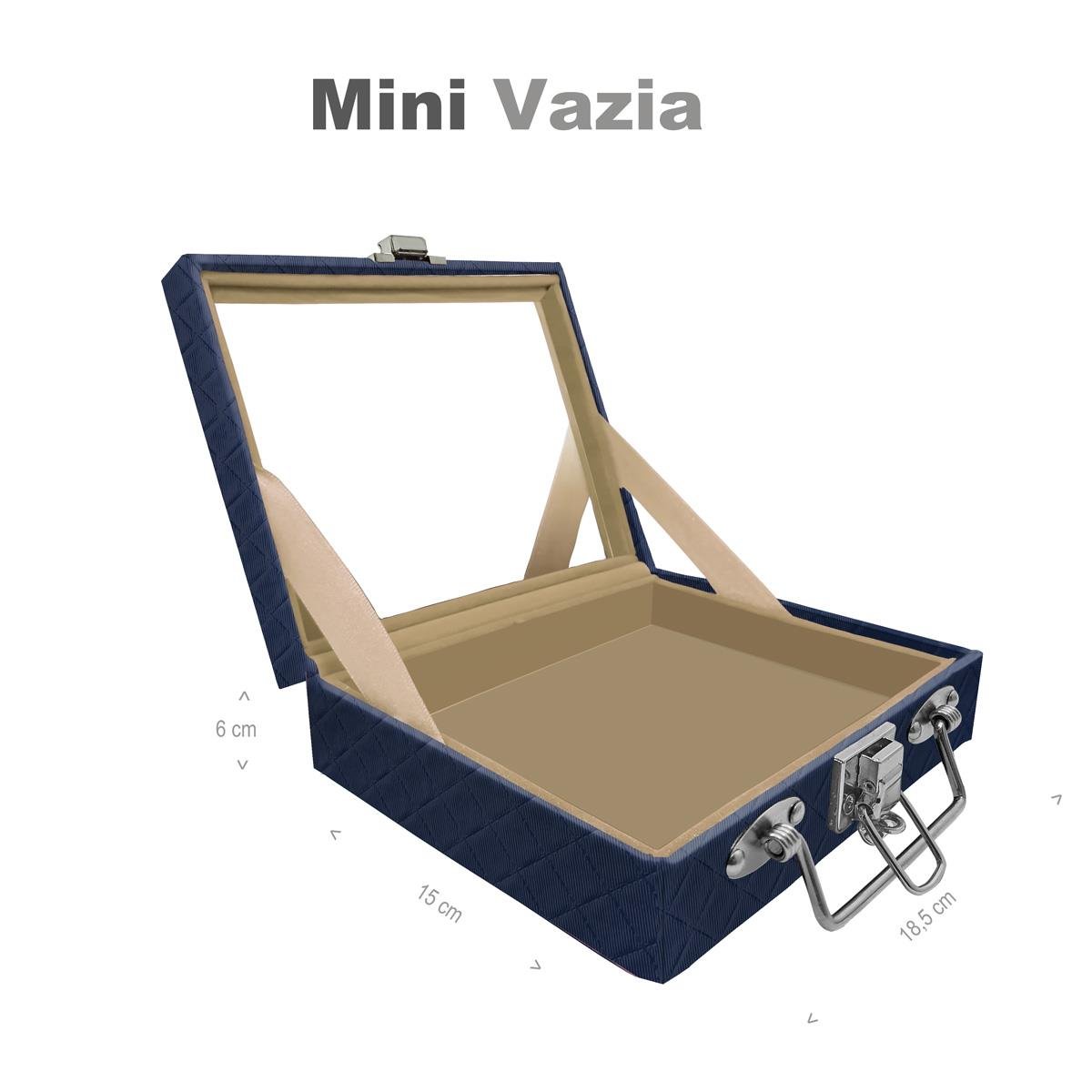 Maleta Mini Vazia Dijon Azul Marinho Com Espelho - Sob Encomenda