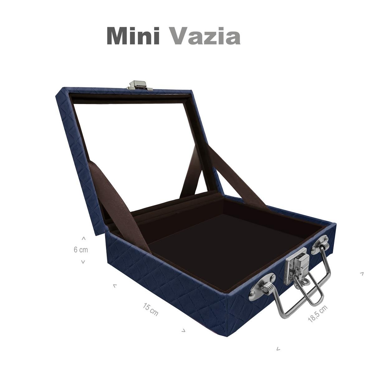 Maleta Mini Vazia Dijon Azul Marinho Com Espelho - Sob Encomenda