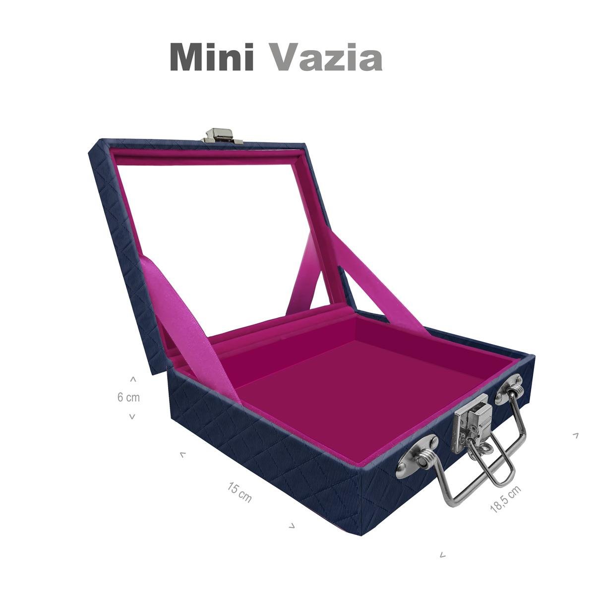 Maleta Mini Vazia Dijon Azul Marinho Com Espelho - Sob Encomenda