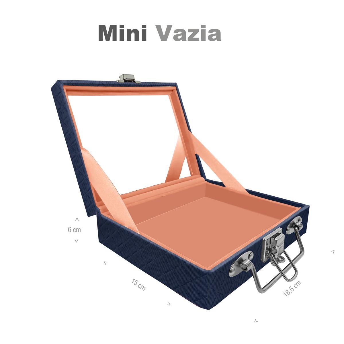 Maleta Mini Vazia Dijon Azul Marinho Com Espelho - Sob Encomenda