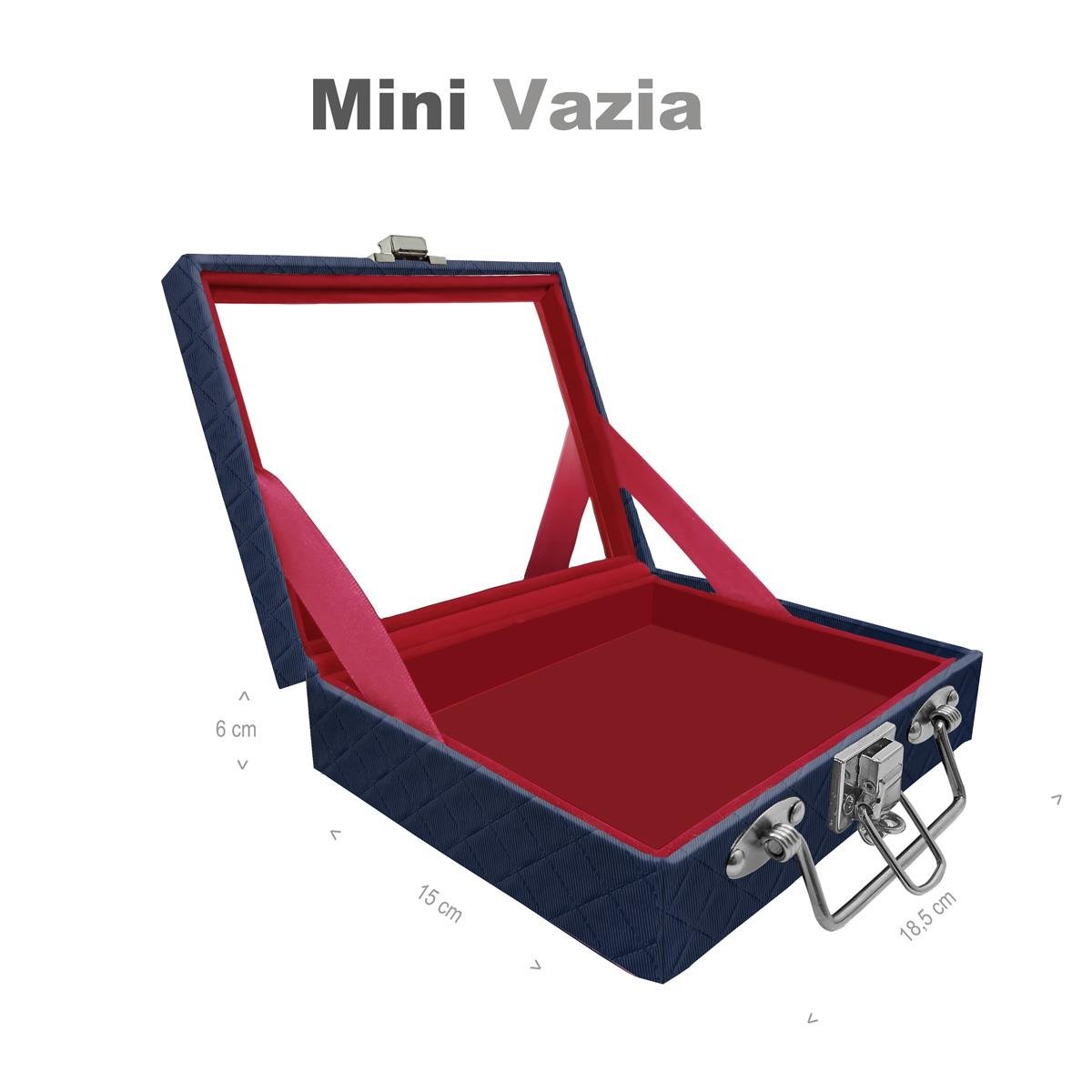Maleta Mini Vazia Dijon Azul Marinho Com Espelho - Sob Encomenda