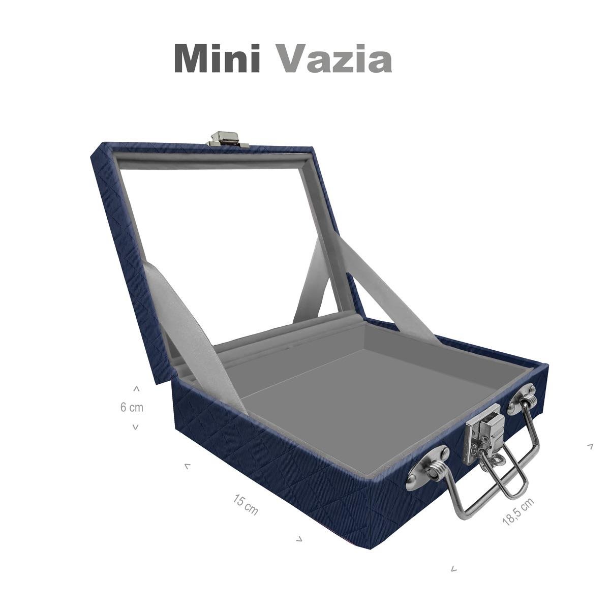 Maleta Mini Vazia Dijon Azul Marinho Com Espelho - Sob Encomenda