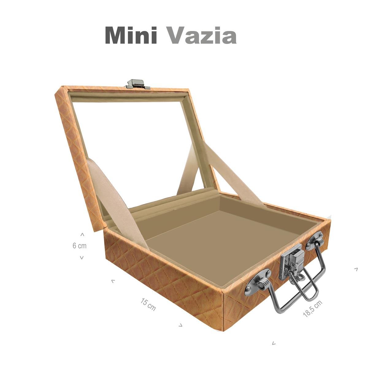 Maleta Mini Vazia Dijon Dourado Com Espelho - Sob Encomenda