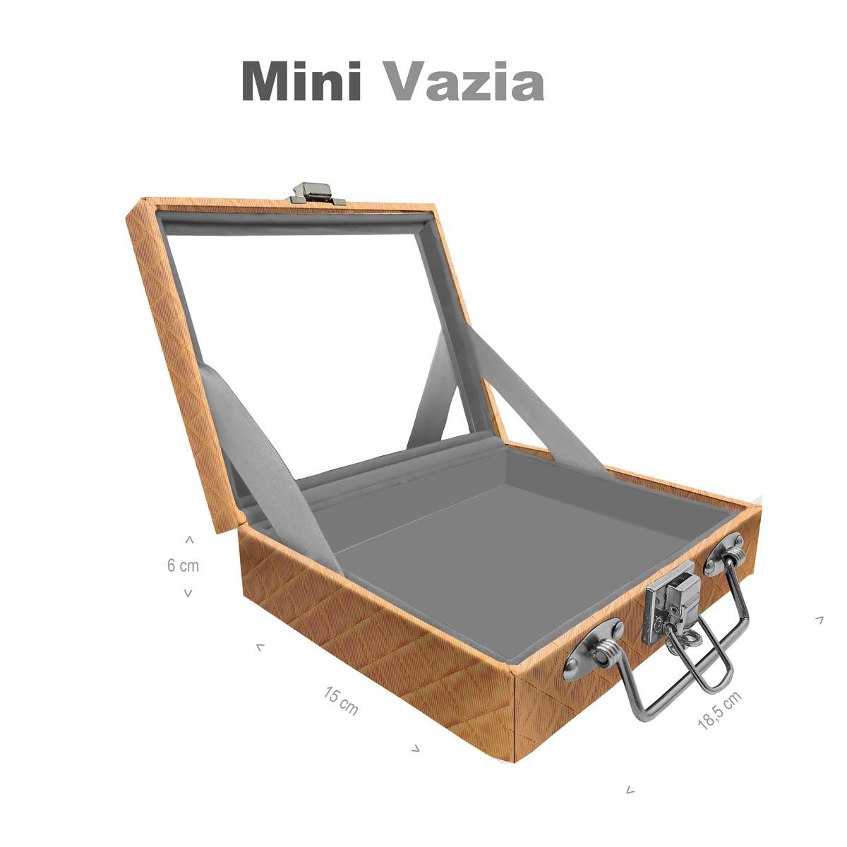 Maleta Mini Vazia Dijon Dourado Com Espelho - Sob Encomenda