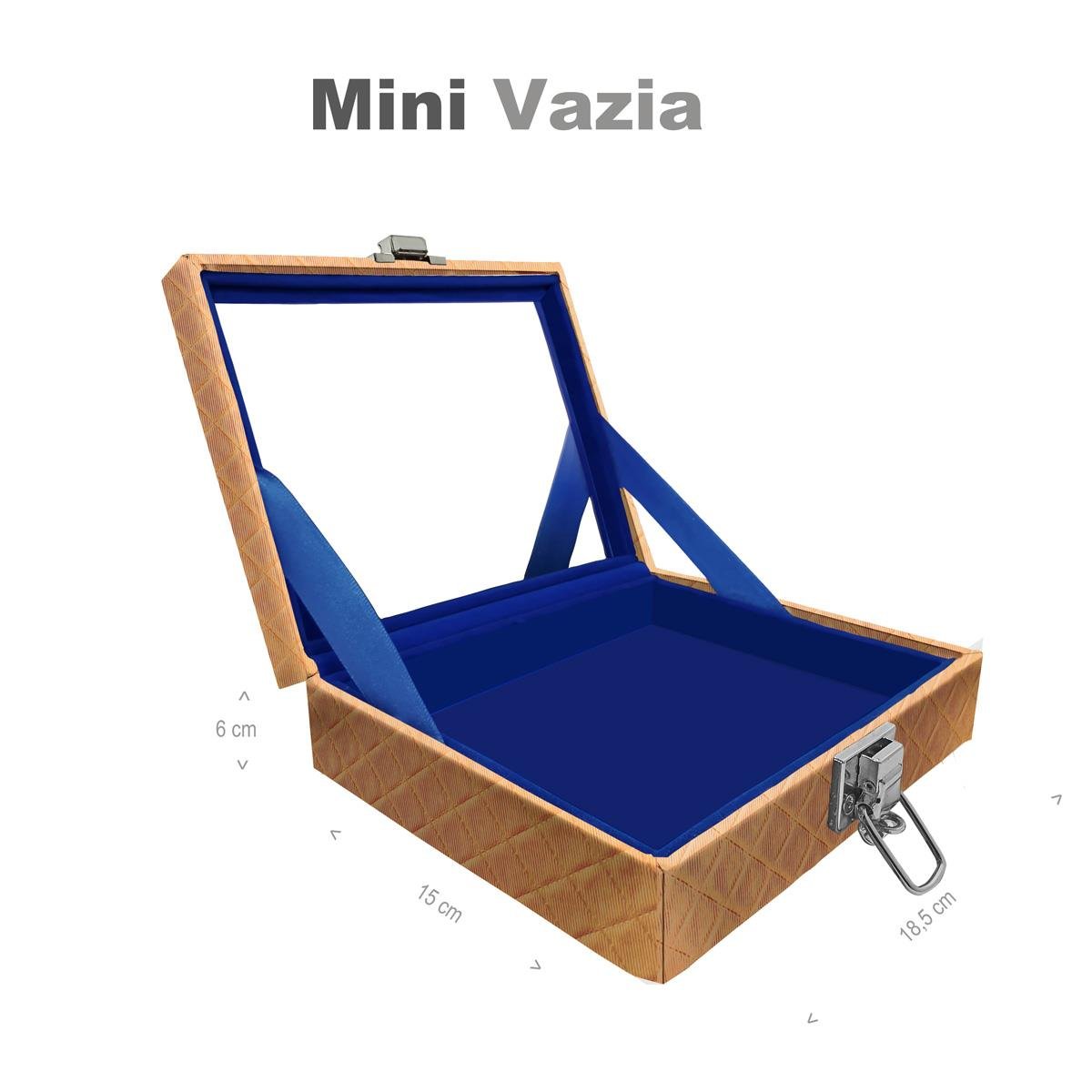 Estojo Maleta Porta Jóias Mini Vazia Dijon Dourado Com Espelho Sem Alça