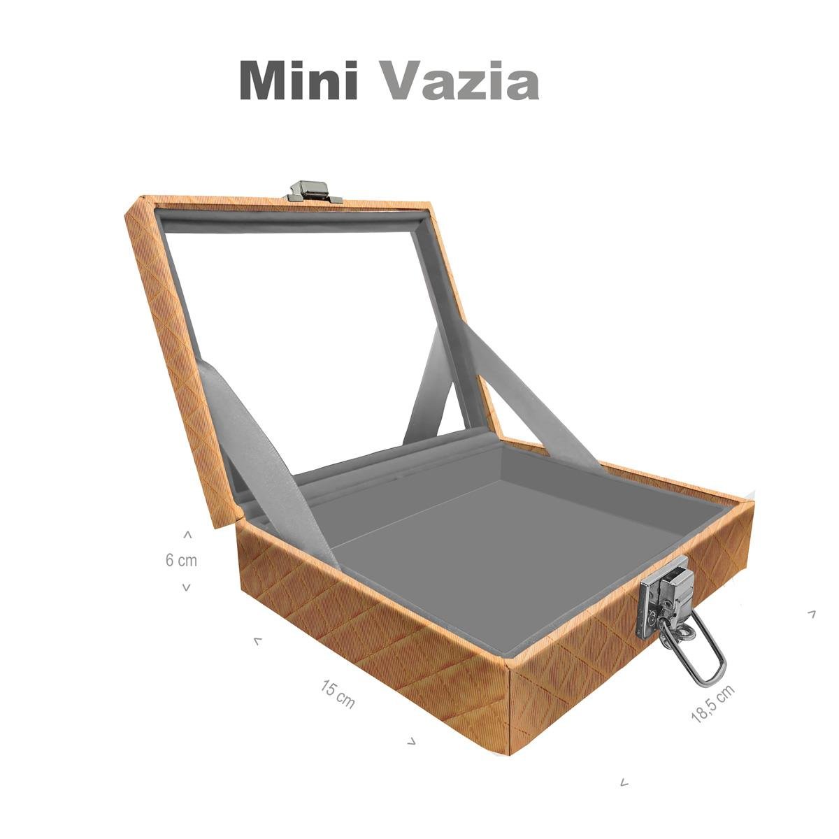 Estojo Maleta Porta Jóias Mini Vazia Dijon Dourado Com Espelho Sem Alça