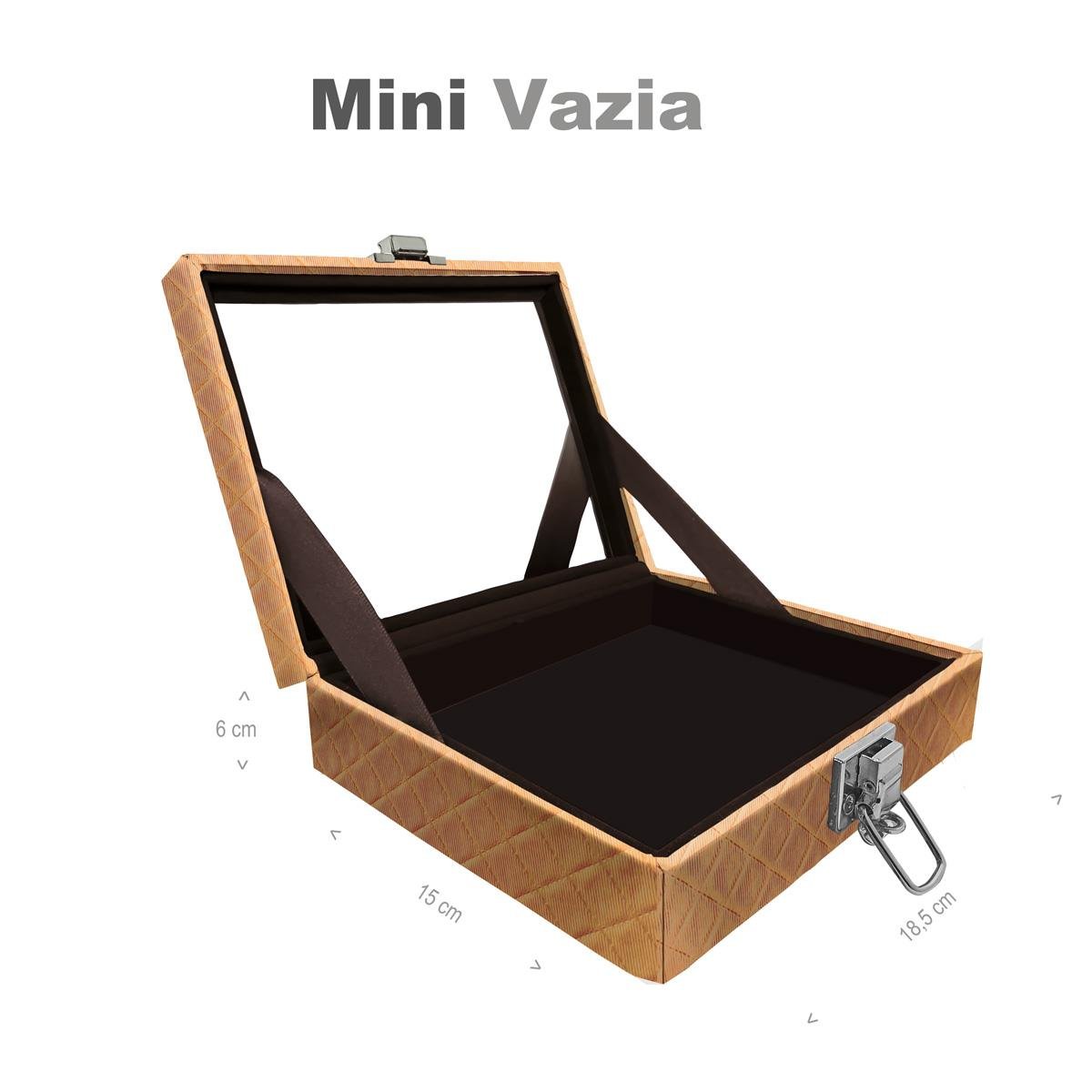 Estojo Maleta Porta Jóias Mini Vazia Dijon Dourado Com Espelho Sem Alça