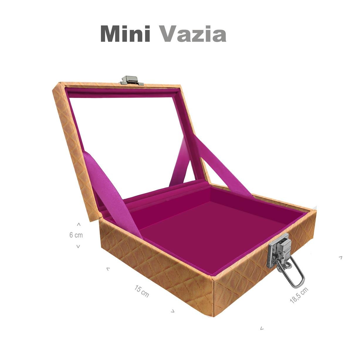 Estojo Maleta Porta Jóias Mini Vazia Dijon Dourado Com Espelho Sem Alça