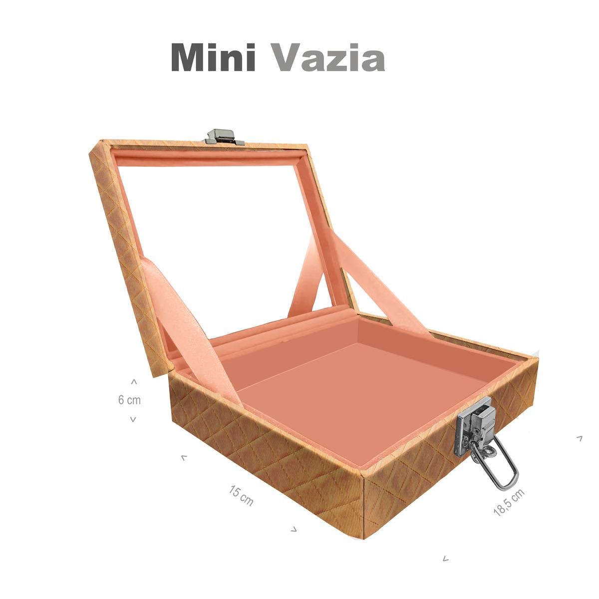 Estojo Maleta Porta Jóias Mini Vazia Dijon Dourado Com Espelho Sem Alça