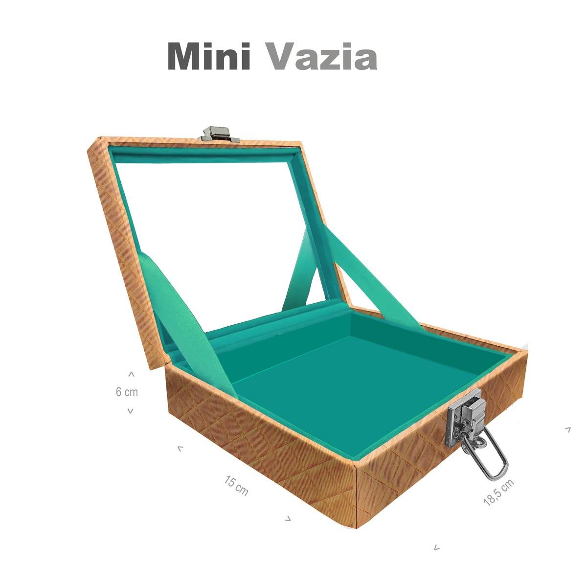 Estojo Maleta Porta Jóias Mini Vazia Dijon Dourado Com Espelho Sem Alça