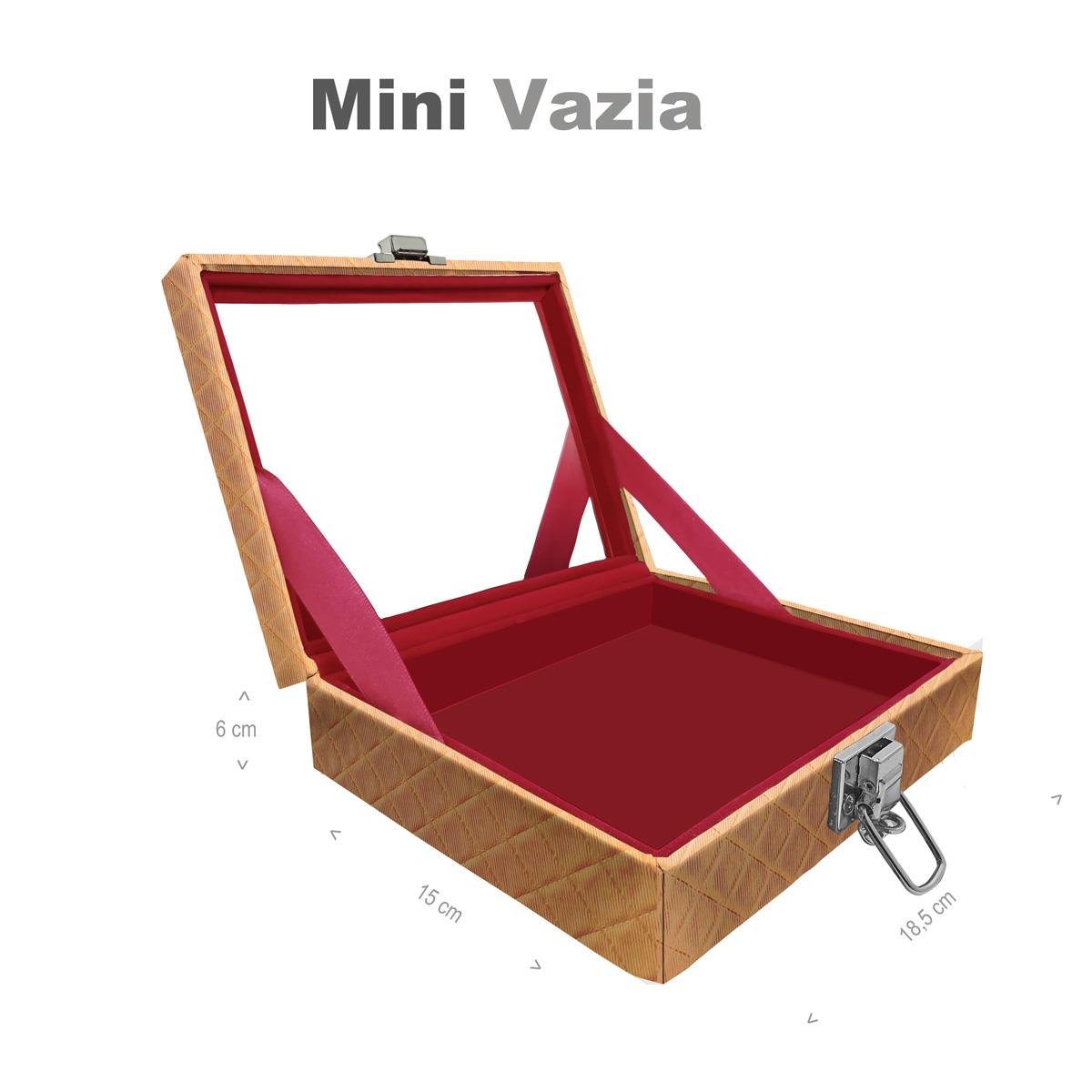 Estojo Maleta Porta Jóias Mini Vazia Dijon Dourado Com Espelho Sem Alça