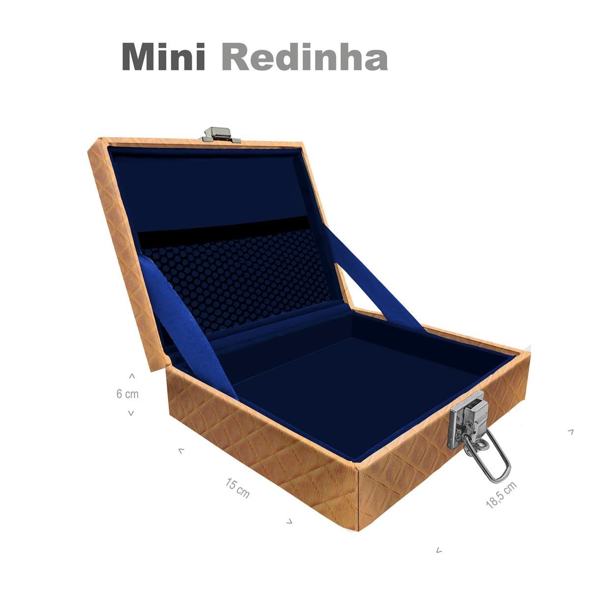 Estojo Maleta Porta Jóias Mini Vazia Dijon Dourado Com Redinha Sem Alça