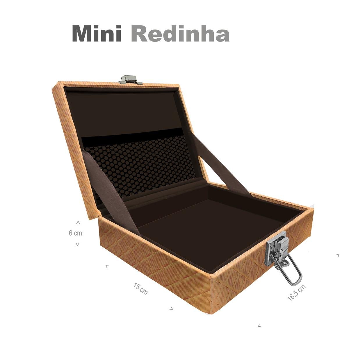 Estojo Maleta Porta Jóias Mini Vazia Dijon Dourado Com Redinha Sem Alça
