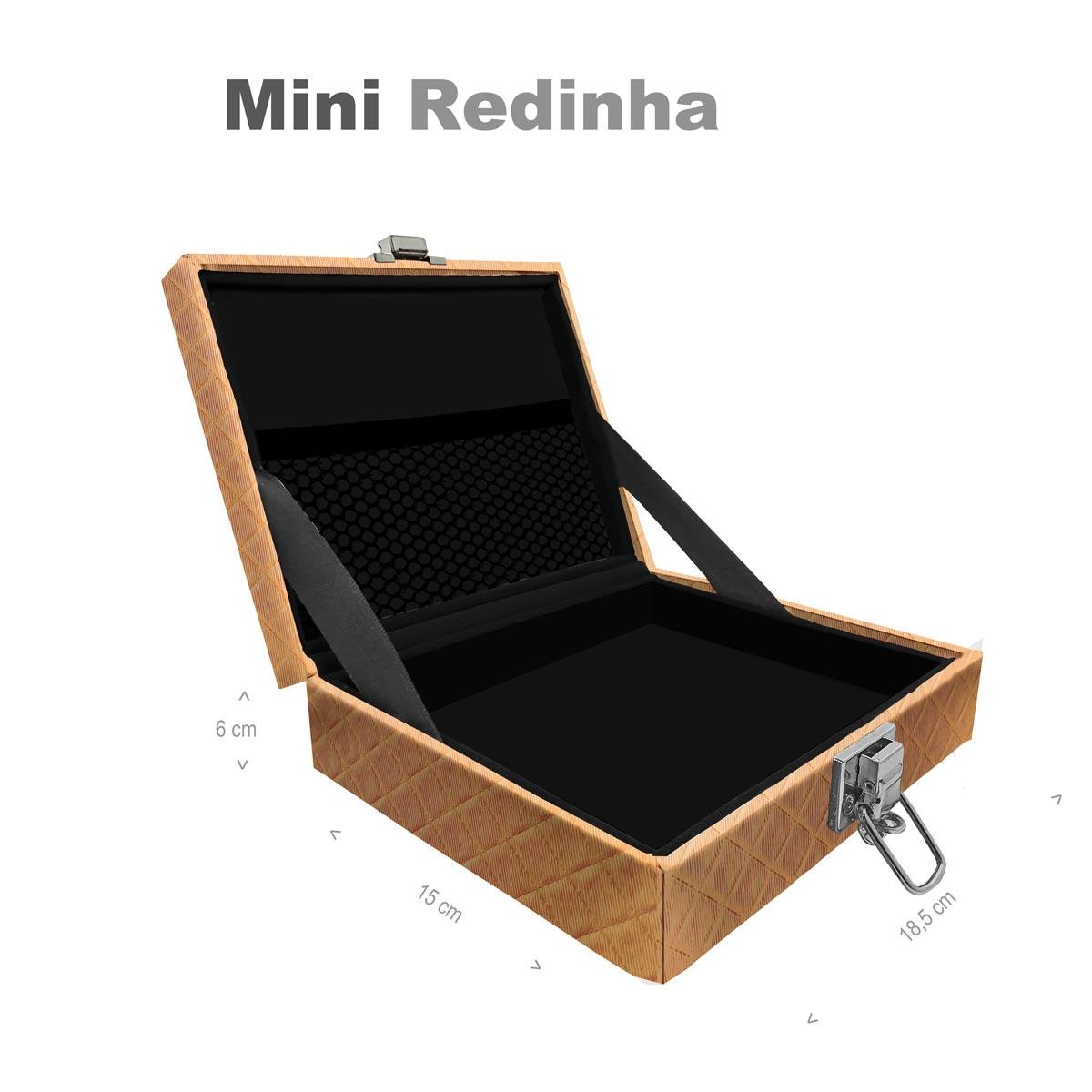 Estojo Maleta Porta Jóias Mini Vazia Dijon Dourado Com Redinha Sem Alça