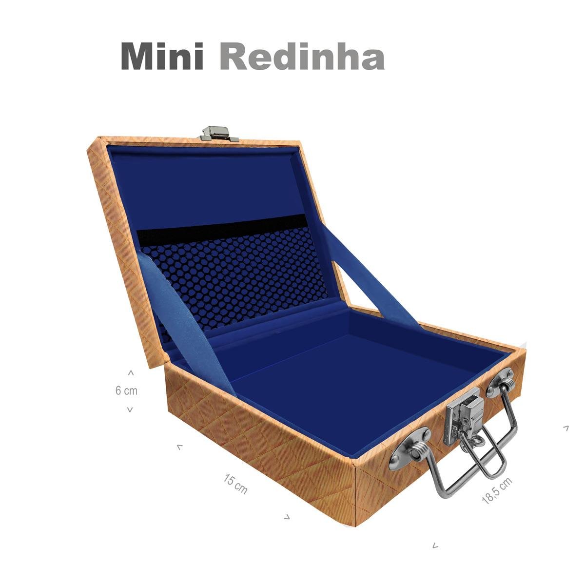 Estojo Maleta Porta Jóias Mini Vazia Dijon Dourado Com Redinha