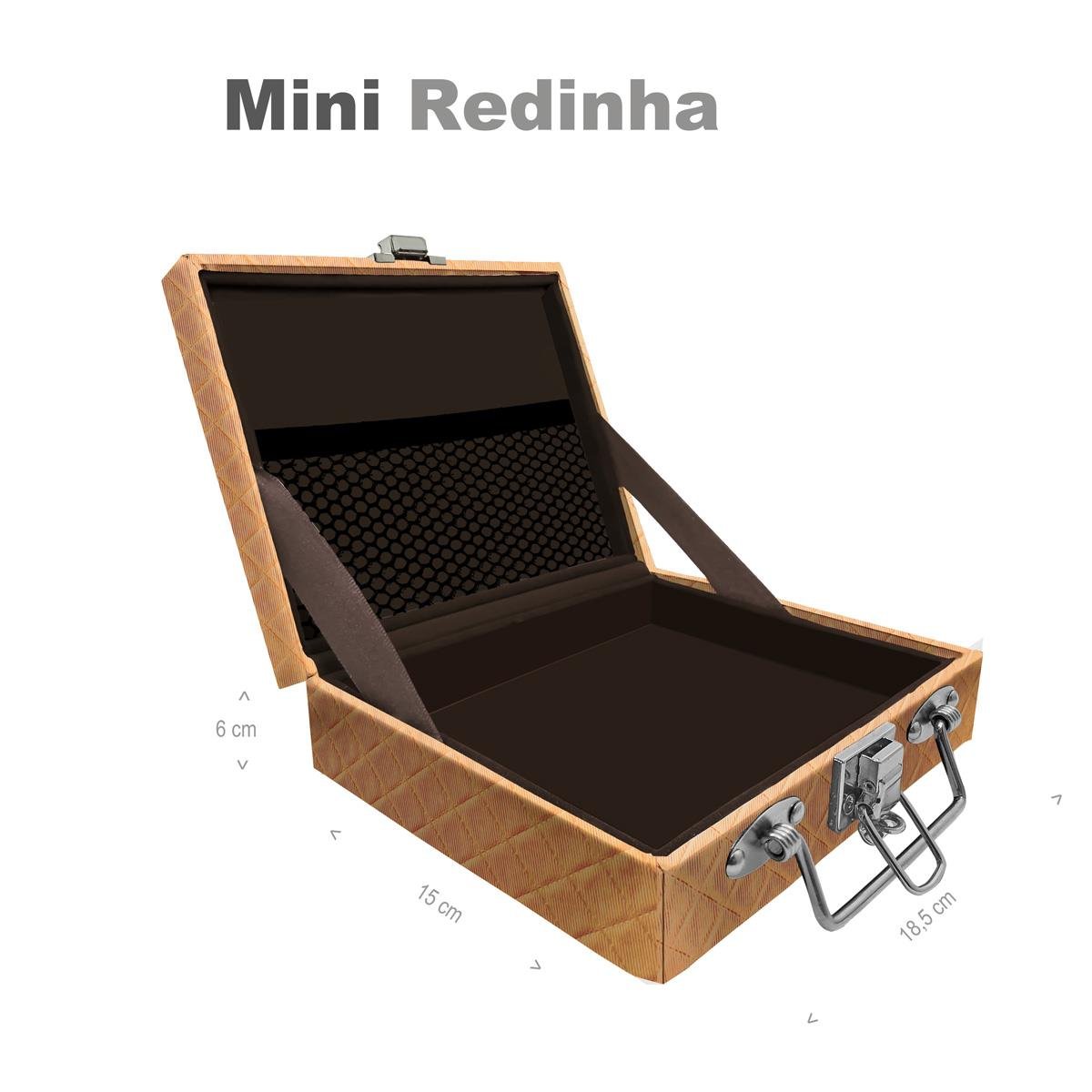 Estojo Maleta Porta Jóias Mini Vazia Dijon Dourado Com Redinha