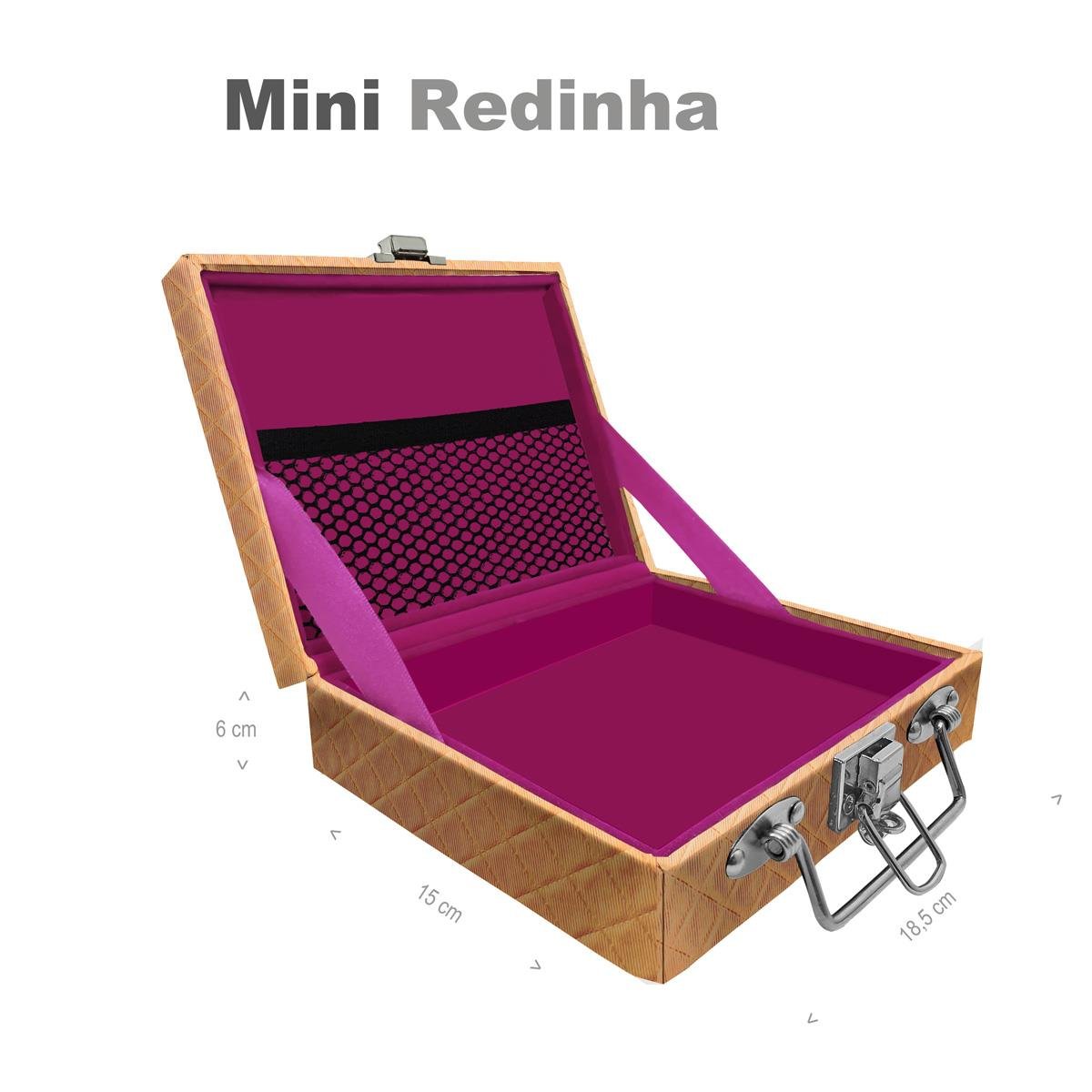 Estojo Maleta Porta Jóias Mini Vazia Dijon Dourado Com Redinha