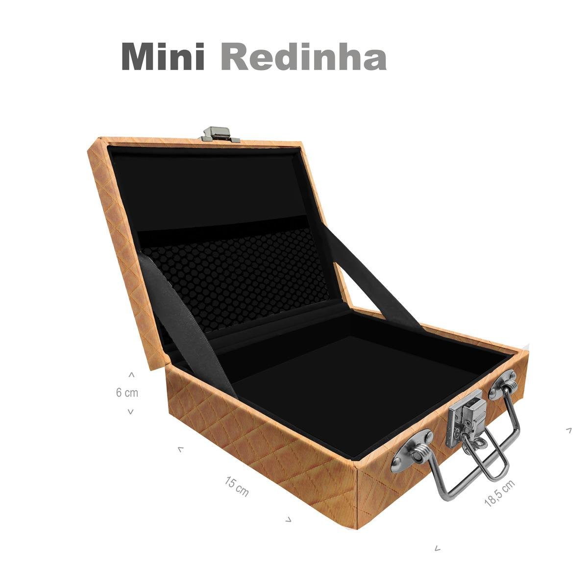 Estojo Maleta Porta Jóias Mini Vazia Dijon Dourado Com Redinha