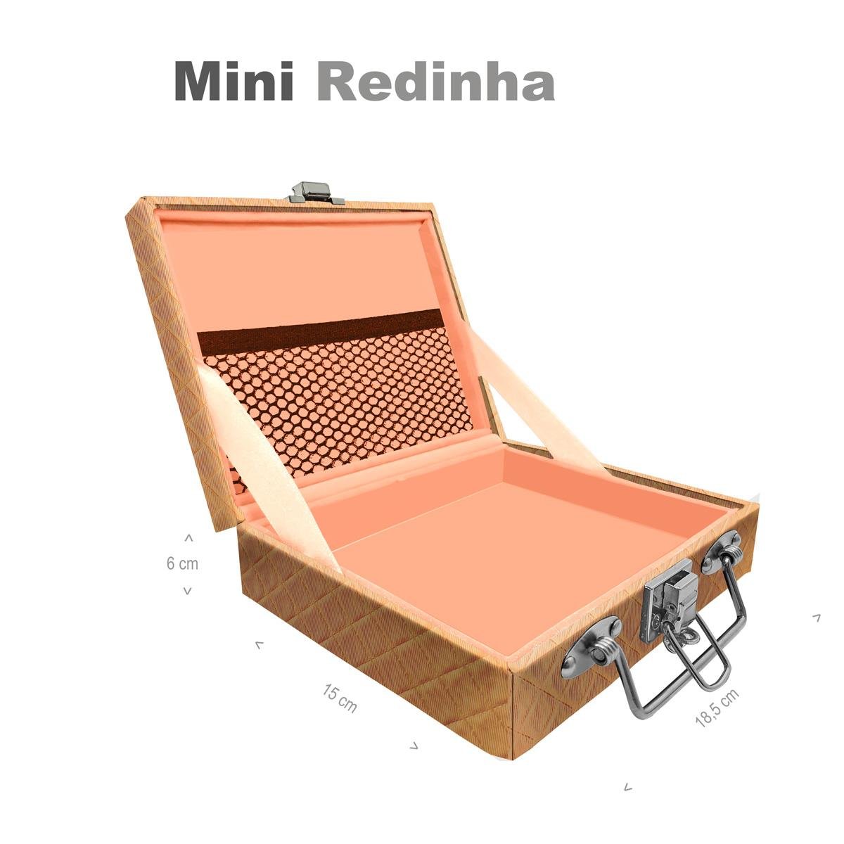 Estojo Maleta Porta Jóias Mini Vazia Dijon Dourado Com Redinha