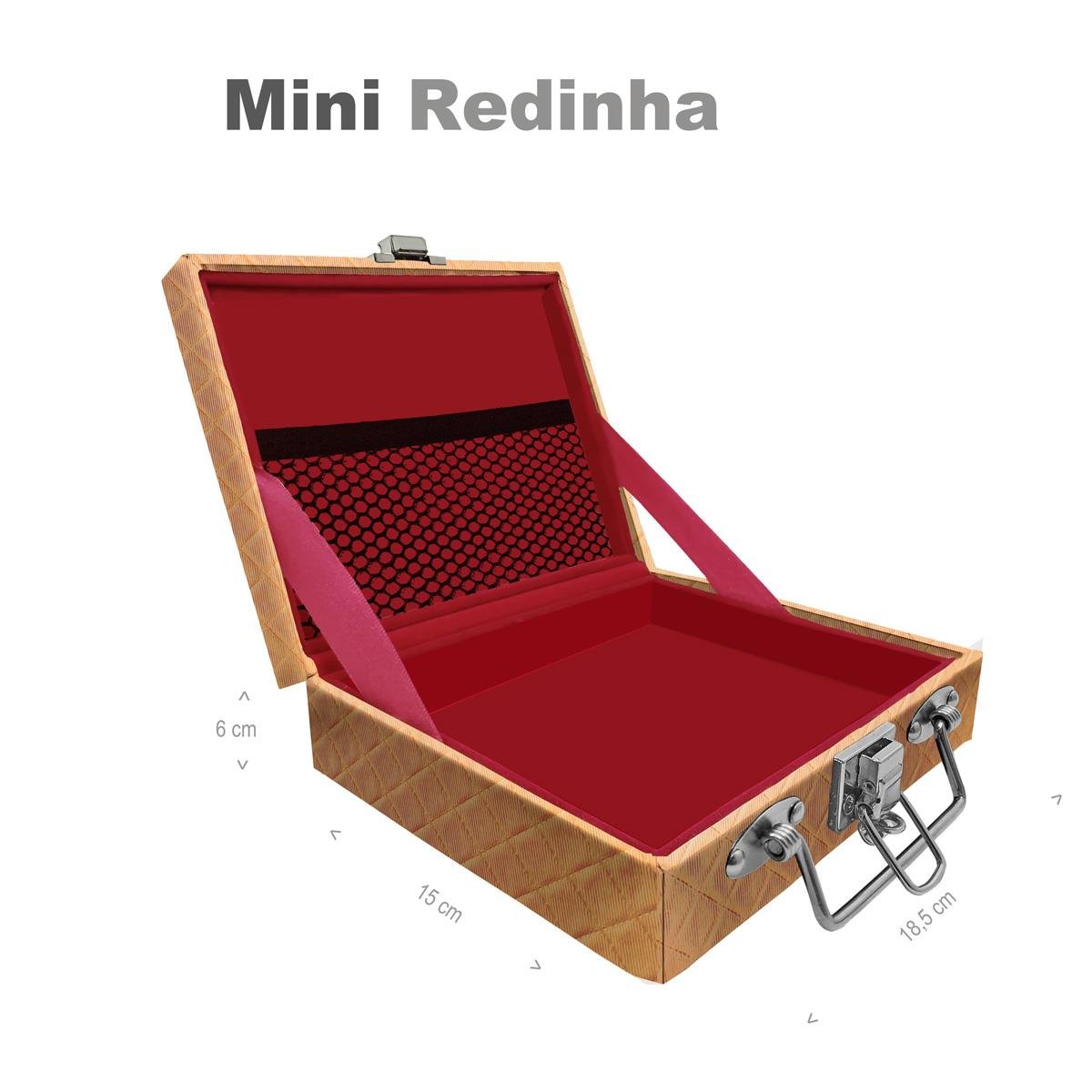 Estojo Maleta Porta Jóias Mini Vazia Dijon Dourado Com Redinha