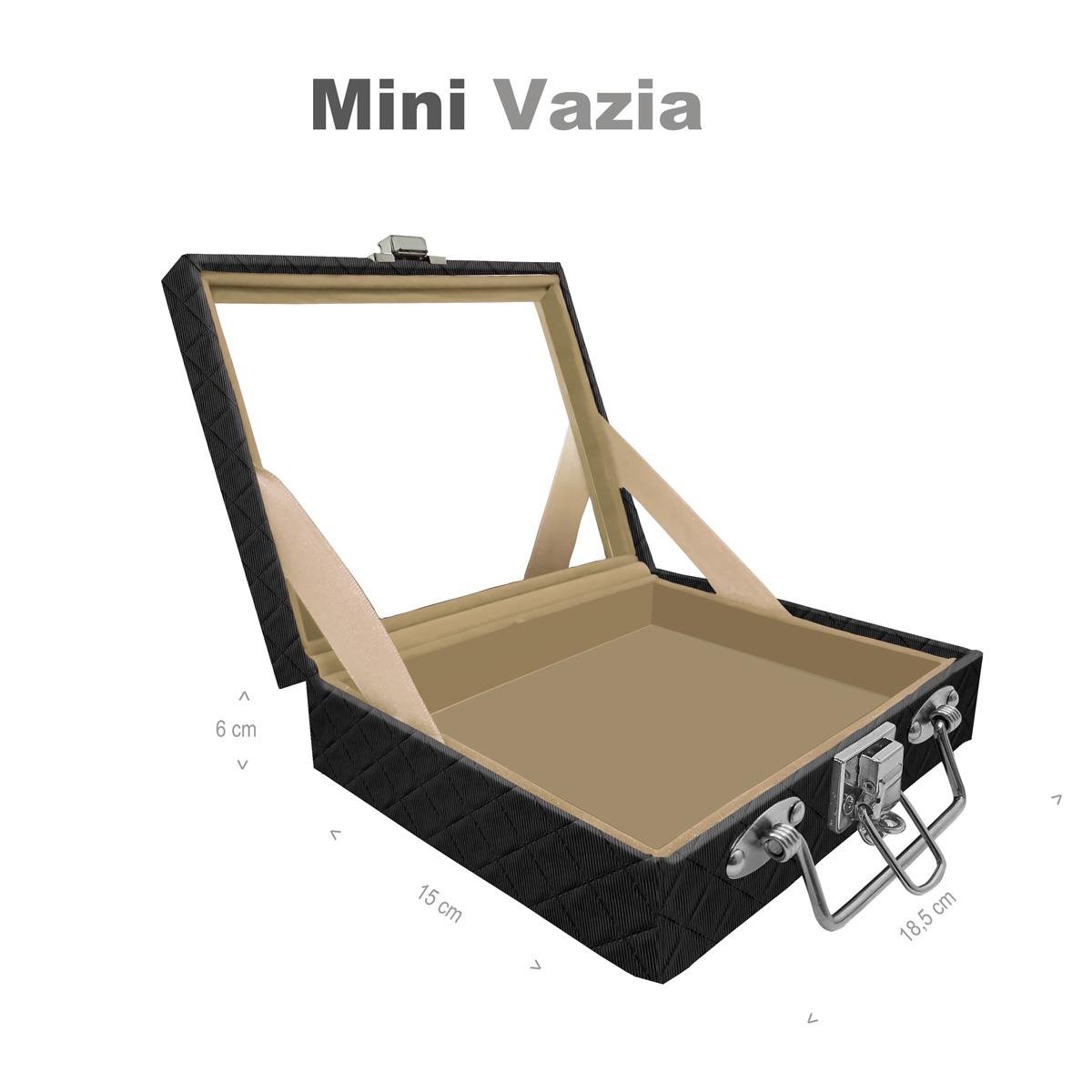 Maleta Mini Vazia Dijon Preto Com Espelho - Sob Encomenda