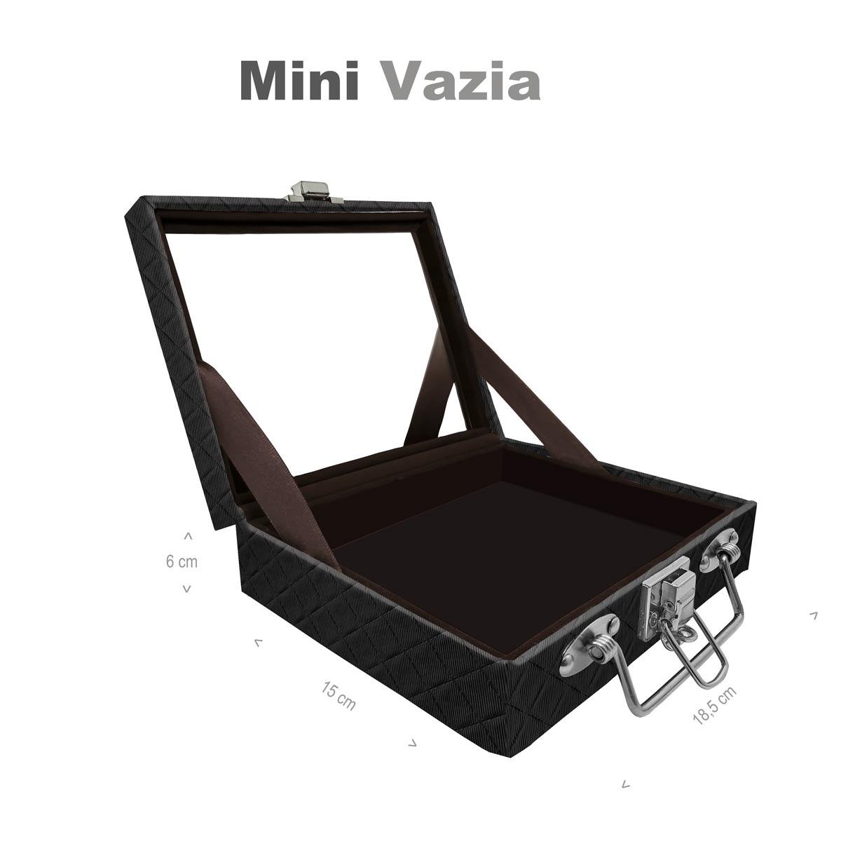 Maleta Mini Vazia Dijon Preto Com Espelho - Sob Encomenda